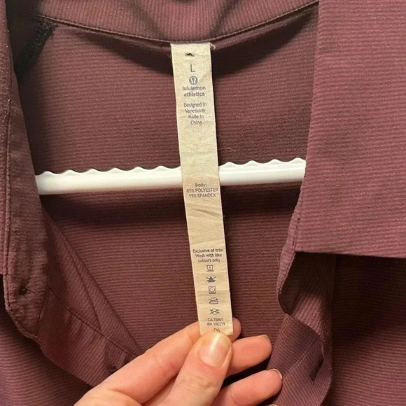 Lululemon Maroon Microstripe Button Front Shirt - Picture 3 of 4